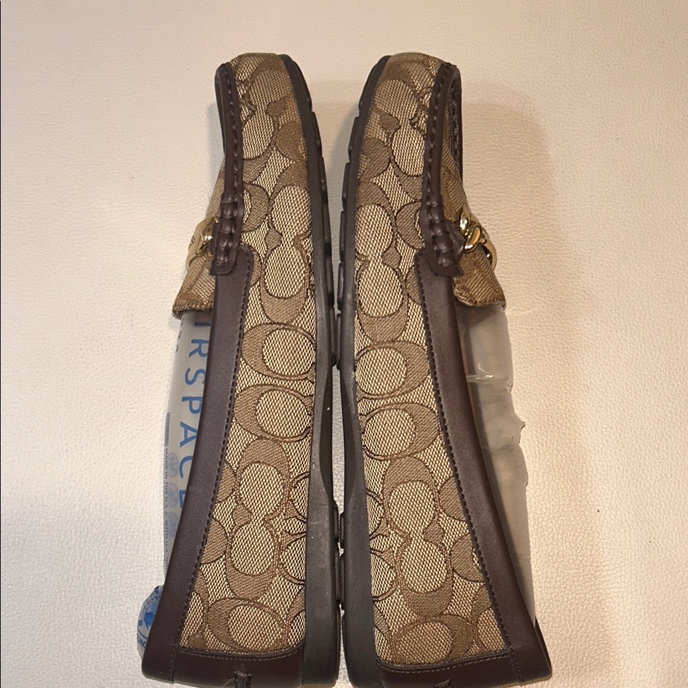Coach Brown and Tan Loafers with Gold Accents - Picture 7 of 9